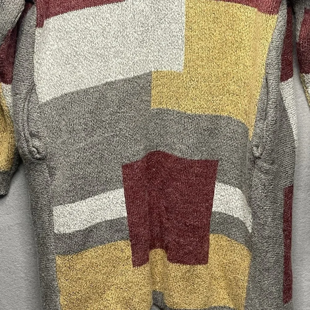 Yaira Open Knit Cardigan Sweater Colorblock Pattern Long L - Picture 7 of 9